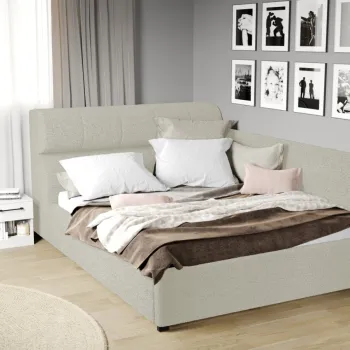 Pat Tapitat de colt Galileo cu somiera fixa Alb - Coral 15 180x200 imagine