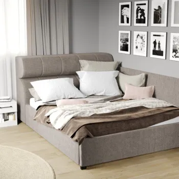 Pat Tapitat de colt Galileo cu somiera fixa Bej - Eden 4 140x200 imagine