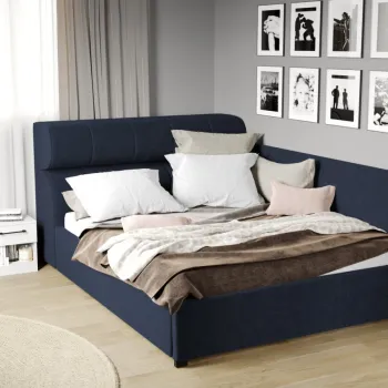 Pat Tapitat de colt Galileo cu somiera fixa Bleumarin - Eden 16 180x200 imagine