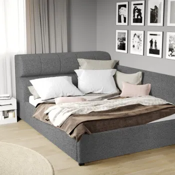 Pat Tapitat de colt Galileo cu somiera fixa Gri - Coral 75 180x200 imagine