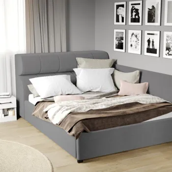 Pat Tapitat de colt Galileo cu somiera fixa Gri - Jasmine 90 140x200 imagine