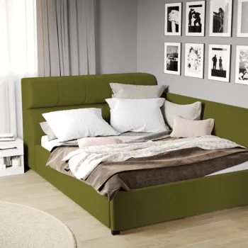 Pat Tapitat de colt Galileo cu somiera fixa Verde deschis - Riviera 36 140x200 imagine