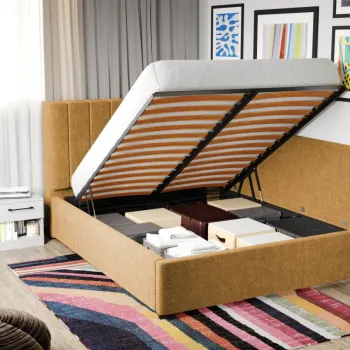 Pat Tapitat de colt pentru saltea de 190 Adam rabatabil cu lada Galben - Eden 11 140x190 imagine