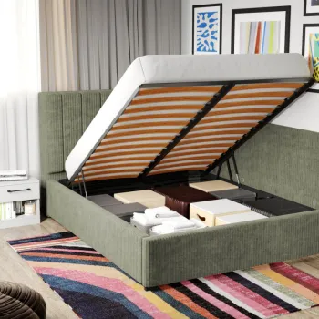 Pat Tapitat de colt pentru saltea de 190 Adam rabatabil cu lada Vernil - Poso 47 180x190 imagine