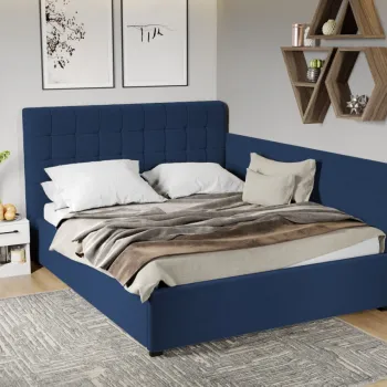 Pat Tapitat de colt Rivo cu somiera fixa Albastru inchis - Riviera 81 140x200 imagine