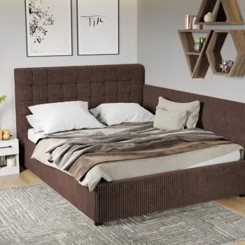 Pat Tapitat de colt Rivo cu somiera fixa Maro - Poso 06 180x200 imagine