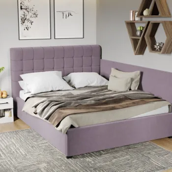 Pat Tapitat de colt Rivo cu somiera fixa Mov deschis - Jasmine 62 180x200 imagine