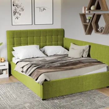 Pat Tapitat de colt Rivo cu somiera fixa Verde - Falcone 22 180x200 imagine