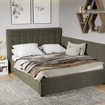 Pat Tapitat de colt Rivo cu somiera fixa Verde inchis - Eden 12 160x200 imagine