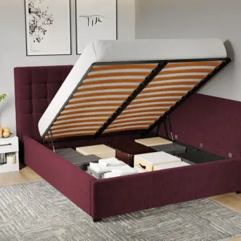 Pat Tapitat de colt Rivo cu somiera rabatabila si lada de depozitare Grena - Eden 9 180x200 imagine