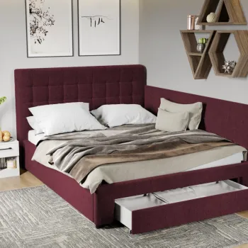 Pat Tapitat de colt Rivo cu somiera si sertar Grena - Eden 9 160x200 imagine