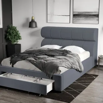 Pat Tapitat Galileo cu somiera si sertar Albastru - Jasmine 90 imagine