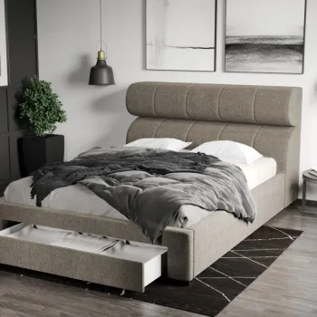 Pat Tapitat Galileo cu somiera si sertar Bej - Eden 4 imagine