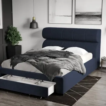 Pat Tapitat Galileo cu somiera si sertar Bleumarin - Eden 16 imagine