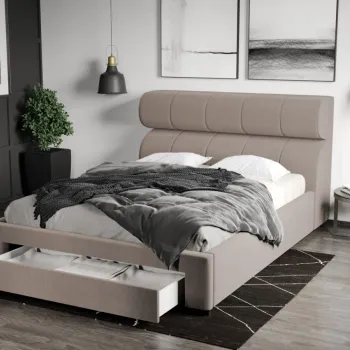 Pat Tapitat Galileo cu somiera si sertar Cappuccino - Jasmine 22 imagine