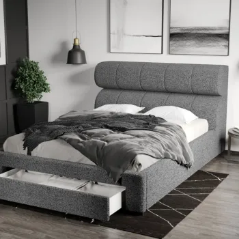 Pat Tapitat Galileo cu somiera si sertar Gri - Coral 75 imagine