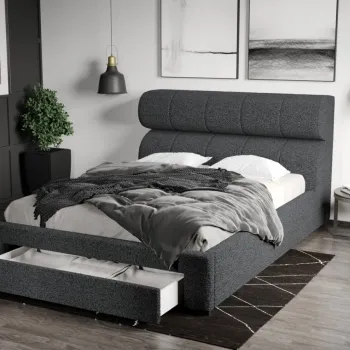 Pat Tapitat Galileo cu somiera si sertar Gri Inchis - Coral 80 imagine