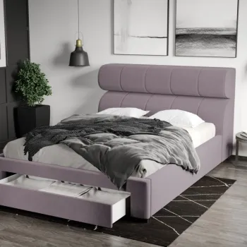 Pat Tapitat Galileo cu somiera si sertar Lila - Jasmine 62 imagine