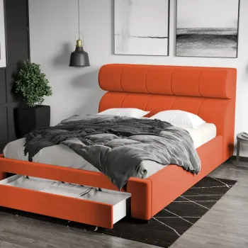 Pat Tapitat Galileo cu somiera si sertar Portocaliu - Riviera 51 imagine