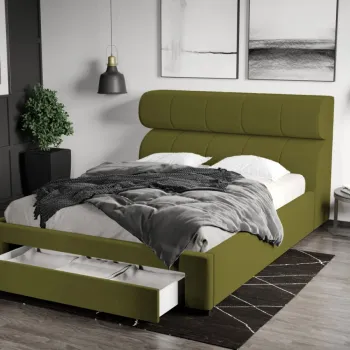 Pat Tapitat Galileo cu somiera si sertar Verde - Riviera 36 imagine