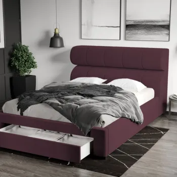 Pat Tapitat Galileo cu somiera si sertar Visiniu - Riviera 69 imagine