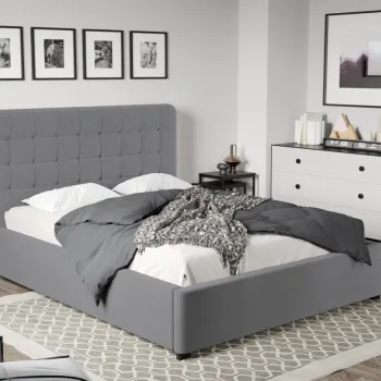 Pat Tapitat Gri Rivo Jasmine 90 cu somiera fixa 160x200 imagine