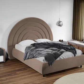 Pat Tapitat Leo cu tablie semirotunda fix Cappuccino - Velluto 29 160x200 imagine