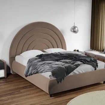 Pat Tapitat Leo cu tablie semirotunda fix Cappuccino - Velluto 29 180x200 imagine