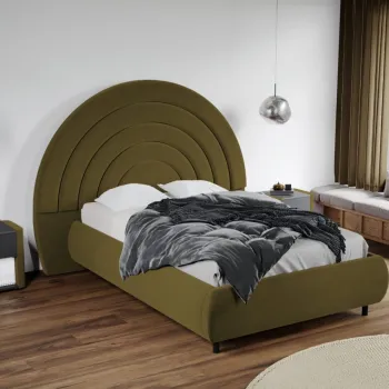 Pat Tapitat Leo cu tablie semirotunda fix Verde - Velluto 35 140x200 imagine