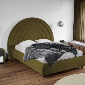 Pat Tapitat Leo cu tablie semirotunda fix Verde - Velluto 35 160x200 imagine