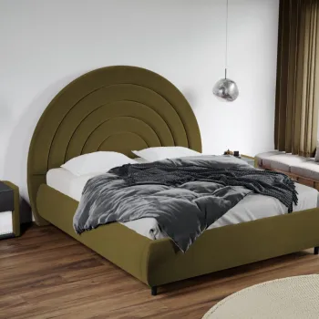 Pat Tapitat Leo cu tablie semirotunda fix Verde - Velluto 35 180x200 imagine