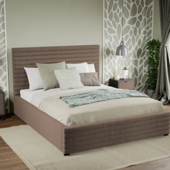 Pat Tapitat Mateo cu somiera fixa Cappuccino - Velluto 29 140x200 imagine