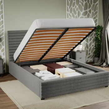 Pat Tapitat Mateo pentru saltea de 190 rabatabil cu lada Gri - Falcone 21 180x190 imagine