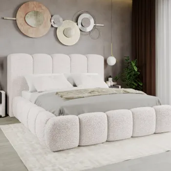 Pat Tapitat Noel tip bubble cu somiera fixa Alb - Rolf 4 160x200 imagine