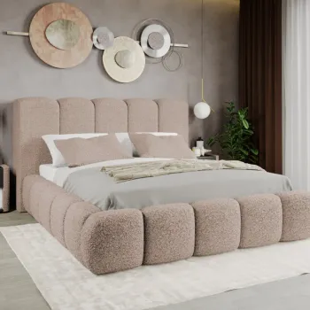 Pat Tapitat Noel tip bubble cu somiera fixa Bej - Rolf 2 140x200 imagine