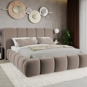 Pat Tapitat Noel tip bubble cu somiera fixa Cappuccino - Velluto 29 180x200 imagine