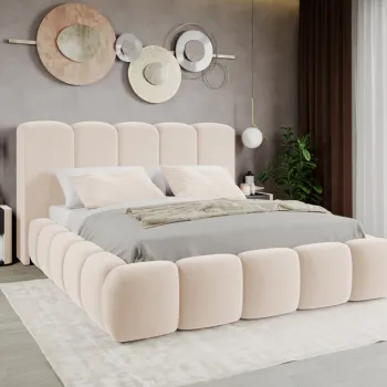 Pat Tapitat Noel tip bubble cu somiera fixa Crem - Velluto 2 160x200 imagine