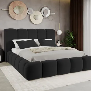 Pat Tapitat Noel tip bubble cu somiera fixa Gri Inchis - Velluto 19 160x200 imagine