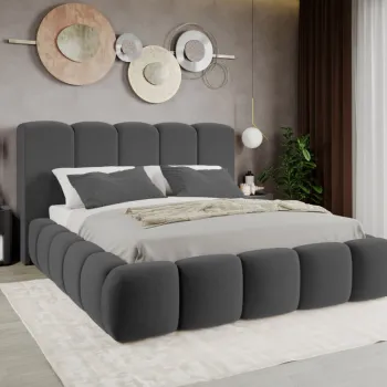 Pat Tapitat Noel tip bubble cu somiera fixa Gri Inchis - Velluto 19 180x200 imagine