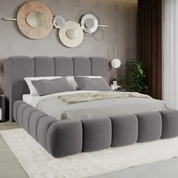 Pat Tapitat Noel tip bubble cu somiera fixa Gri - Velluto 16 160x200 imagine