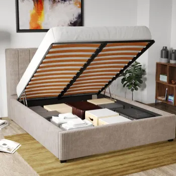 Pat Tapitat pentru saltea de 190 Adam rabatabil cu lada Bej - Poso 02 140x190 imagine