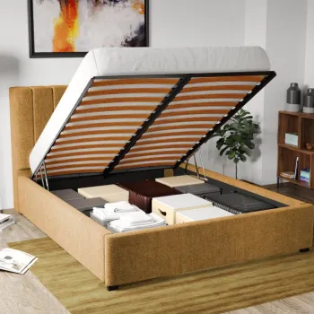 Pat Tapitat pentru saltea de 190 Adam rabatabil cu lada Galben - Eden 11 140x190 imagine