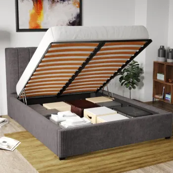 Pat Tapitat pentru saltea de 190 Adam rabatabil cu lada Gri - Poso 22 140x190 imagine