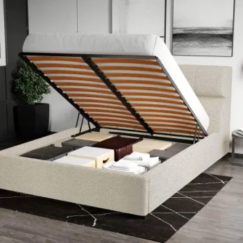 Pat Tapitat pentru saltea de 190 Galileo rabatabil cu lada Alb - Coral 15 160x190 imagine