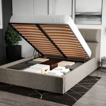 Pat Tapitat pentru saltea de 190 Galileo rabatabil cu lada Bej - Eden 4 160x190 imagine