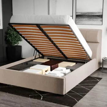 Pat Tapitat pentru saltea de 190 Galileo rabatabil cu lada Bej - Jasmine 22 160x190 imagine