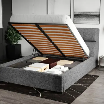 Pat Tapitat pentru saltea de 190 Galileo rabatabil cu lada Gri - Coral 75 180x190 imagine