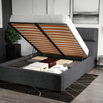 Pat Tapitat pentru saltea de 190 Galileo rabatabil cu lada Gri Inchis - Coral 80 140x190 imagine