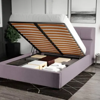 Pat Tapitat pentru saltea de 190 Galileo rabatabil cu lada Mov deschis - Jasmine 62 160x190 imagine