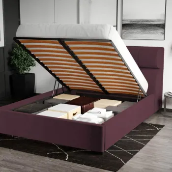 Pat Tapitat pentru saltea de 190 Galileo rabatabil cu lada Mov - Riviera 69 140x190 imagine